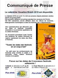 Communiqué de Presse février 2018 : sortie du calendrier Gouelioù Breizh