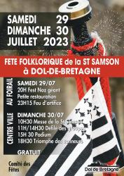 FÊTE FOLKLORIQUE DE LA SAINT SAMSON - 29 & 30 JUILLET 2023 - DOL-DE-BRETAGNE